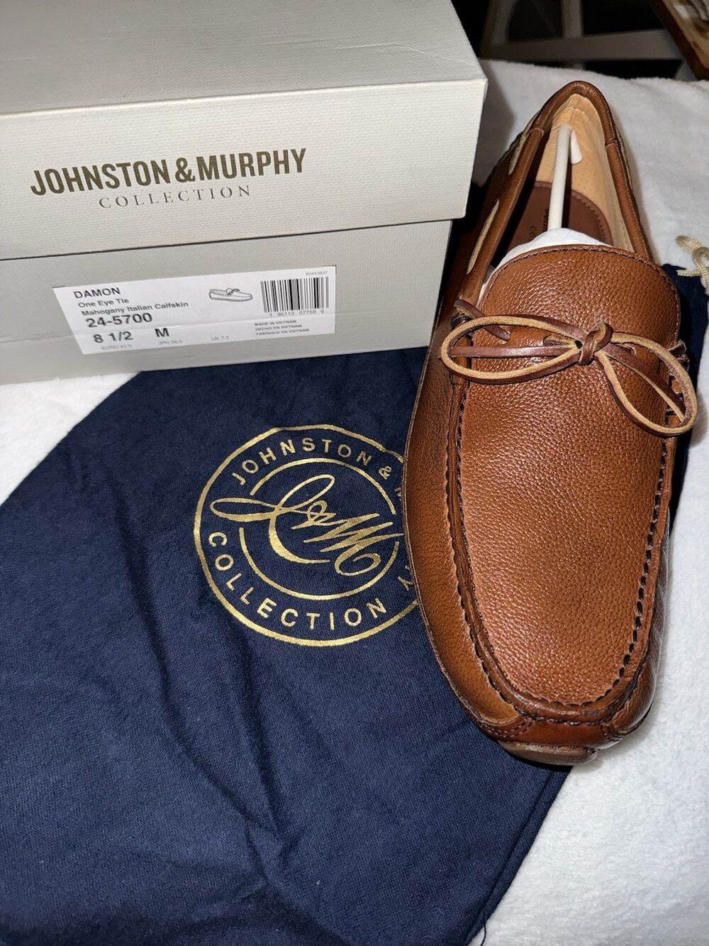 Johnston & Murphy Mens Damon One Eye Tie Brown Loafers Size 8.5M
